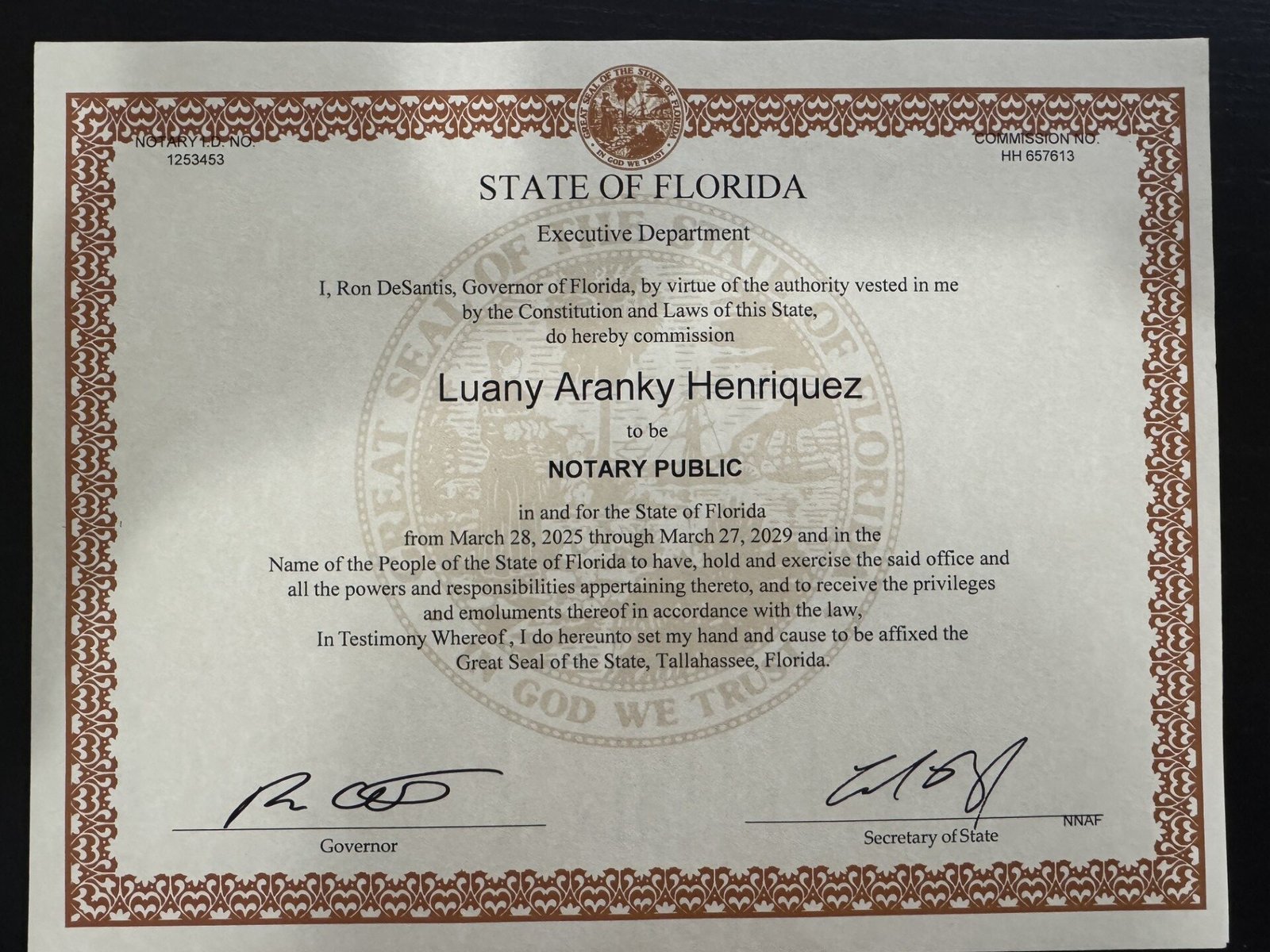 Notary Certificate